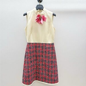 🚩steal gucci Stylish Dress with Red and Cream Plaid Design